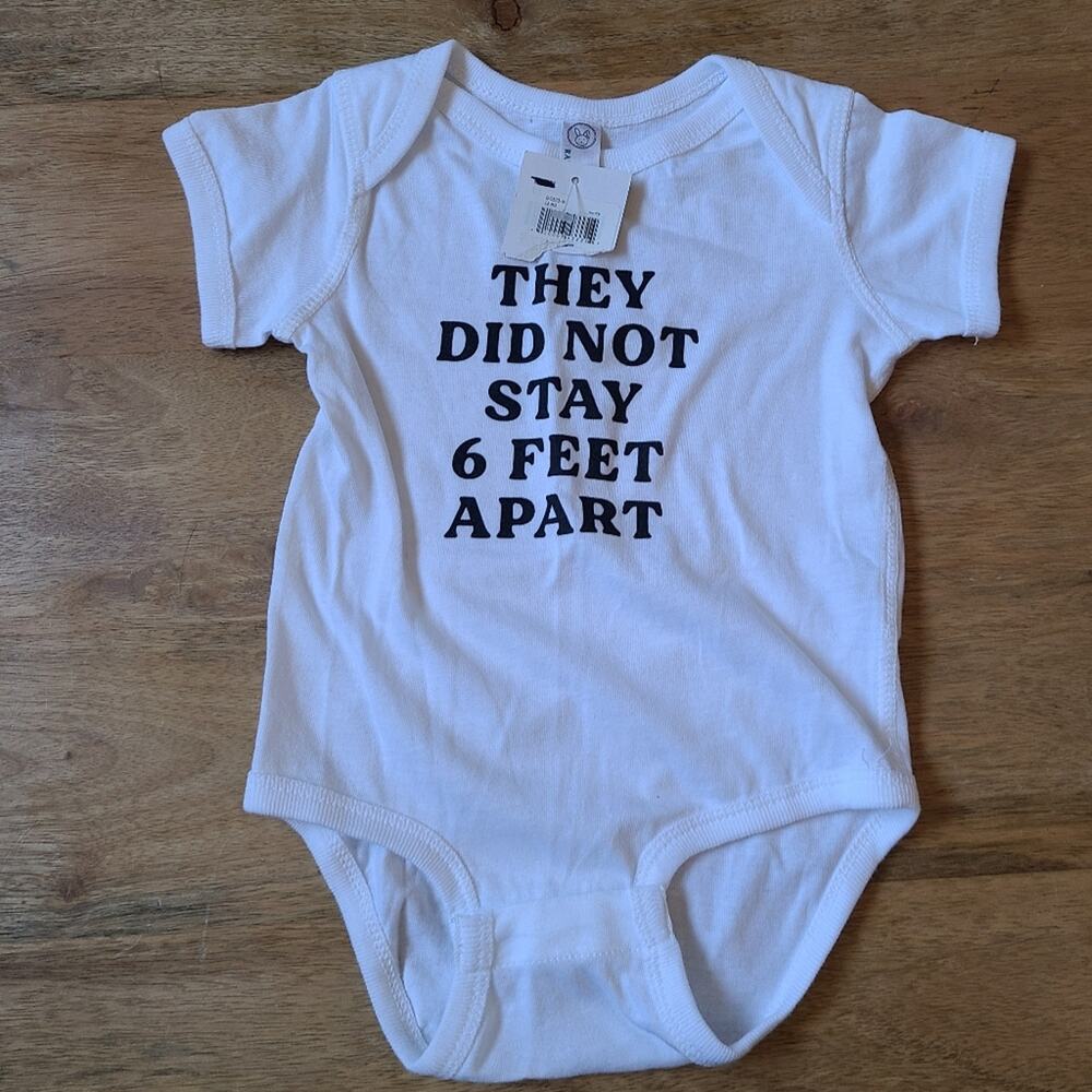Rabbit Skins Altar'd State White Baby Onesie 6 Feet Apart NWT 12 Months